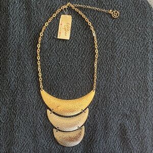 Erica Lyons Gold Silver Grey Hammered Layered Necklace